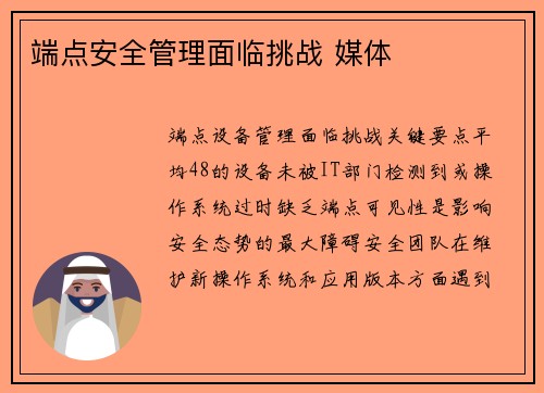 端点安全管理面临挑战 媒体
